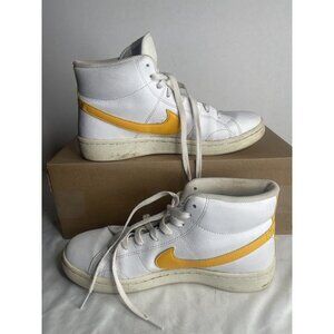 Nike Court Royale 2 Mid Womans Size 10- DJ2005-100 White, Yellow‎ Swoosh